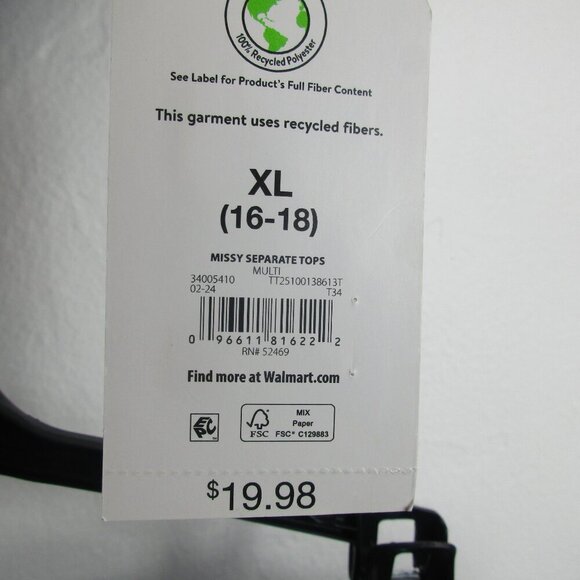 Time and Tru Bikini Top Womens XL Multi Seersucker Stretch Tie Shoulder Mid Rise - Picture 4 of 11